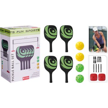 Pickleball-Set mit 4 Schlägern und Netz 19 Teile