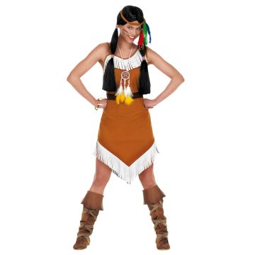 Kurzes Indianerkleid mit weißen Fransen