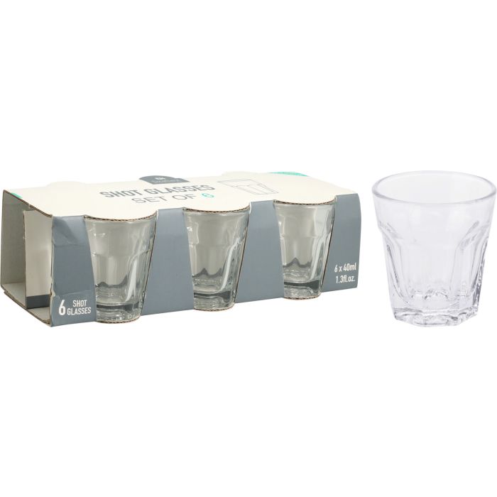 Shotgläser aus klarem Glas, Set mit 6, 40 ml