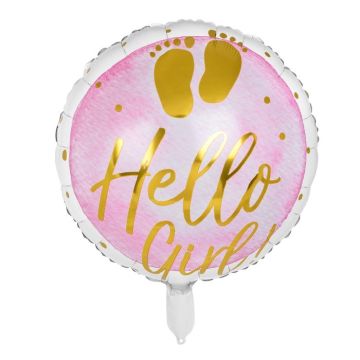 Rosa und weißer Folienballon mit Schrift für Mädchen - Ø 45 cm