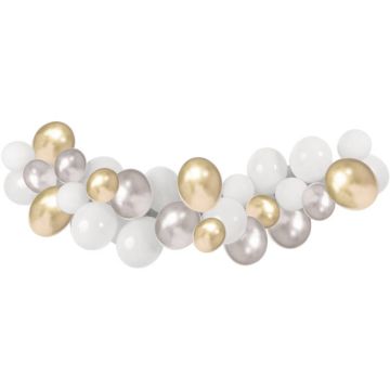 Ballonbogen in Silber, Gold und Weiß - 3 Meter