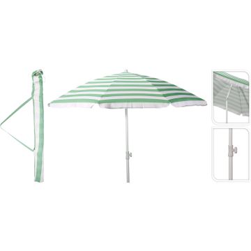 Strandschirm mit Neigefunktion, grün und weiß, über 200 cm