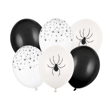 Halloween Spinnen Ballons 6x - 30 cm