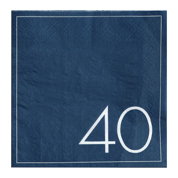 40. Geburtstagservietten in Blau 16x