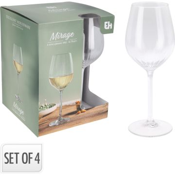 Geriffelte Weingläser aus klarem Glas, 4 stk., 38 cl