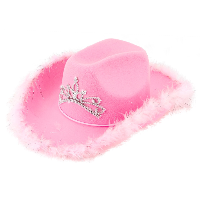 Rosa Cowboyhut mit Tiara