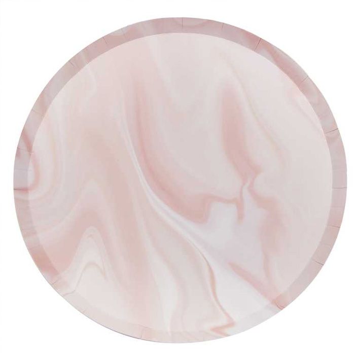 Pink Marmorierte Teller 8x - 25 cm