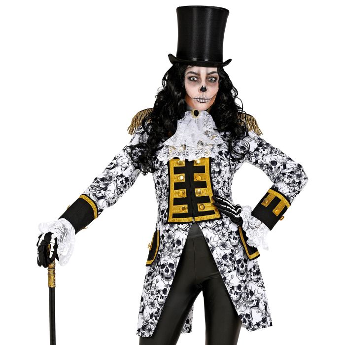 Schwarzer und weißer Totenkopf-Mantel für Damen
