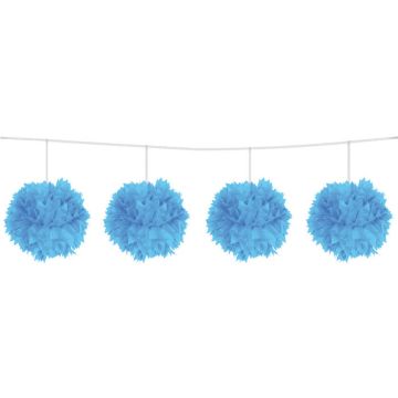 Pompon-Girlande hellblau - 3 m