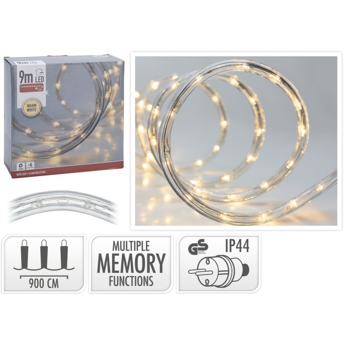 LED-Lichtschlauch 9 Meter warmweiß mit 8 Funktionen