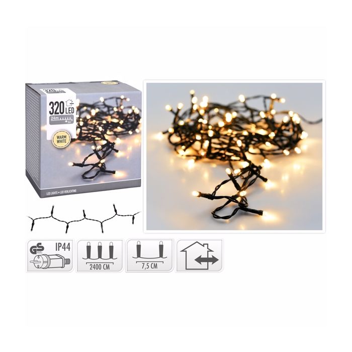 LED-Lichterkette 320 LED warmweiß mit Stecker - 24 m