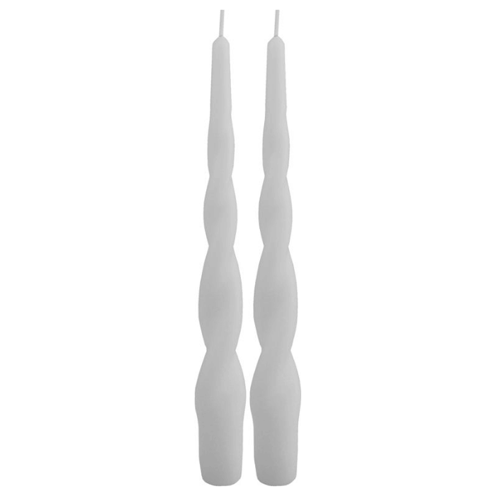 Gedrehte Stumpenkerzen weiß 2x - 24 cm