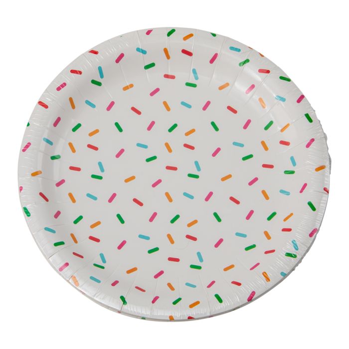 Pappteller mit Konfettidesign 8x - 23 cm