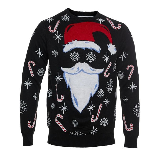 Weihnachtspullover mit Weihnachtsmann schwarz