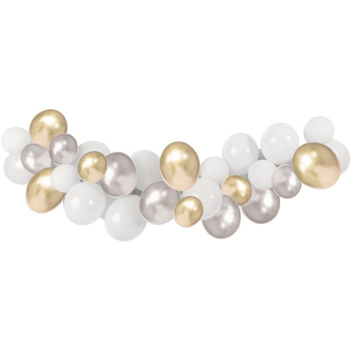 Ballonbogen in Silber, Gold und Weiß - 3 Meter