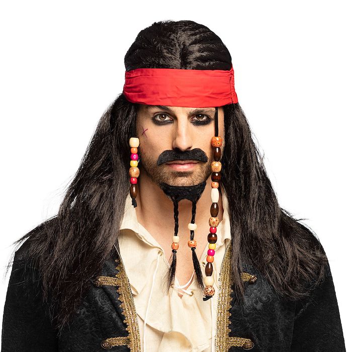 Piratenperücke schwarzes Haar - Einheitsgröße