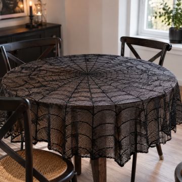 Spinnennetz Tischdecke rund - 124 cm