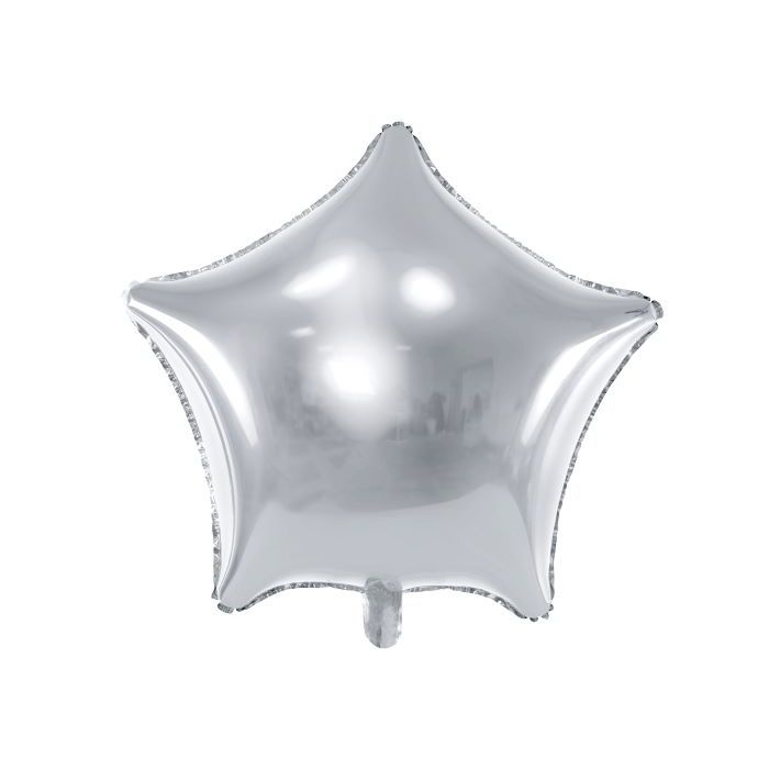Metallischer Silberstern Folienballon - 48 cm