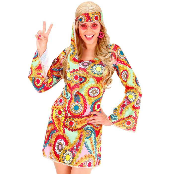 Hippie Kleid für Damen mit Stirnband