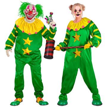 Gruseliges Clownkostüm in Grün