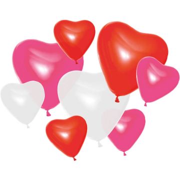 Herzförmige Ballons in Pink, Rot und Weiß 8x