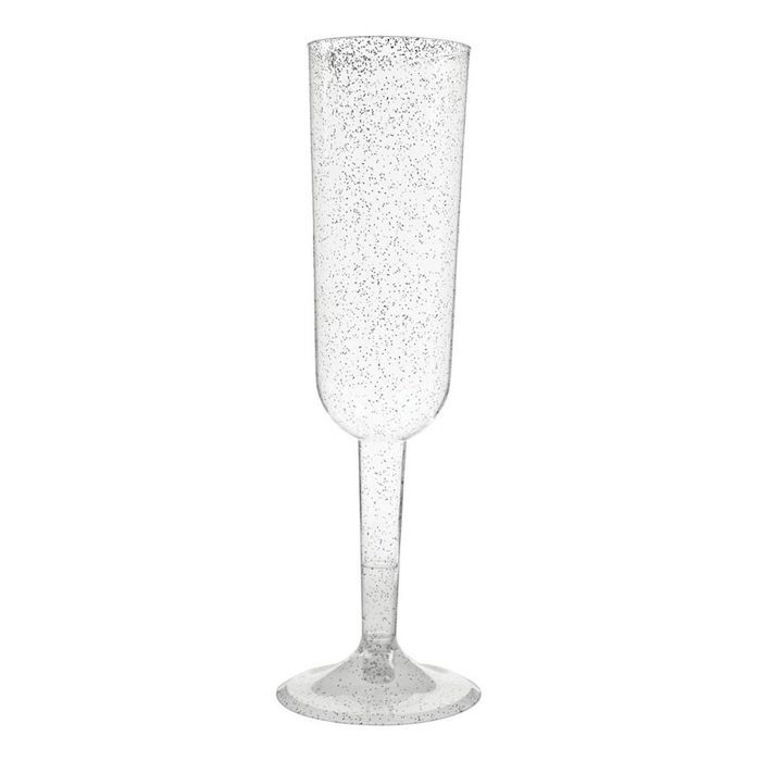 Sektgläser aus Plastik Silber Glitter 4x - 198 ml