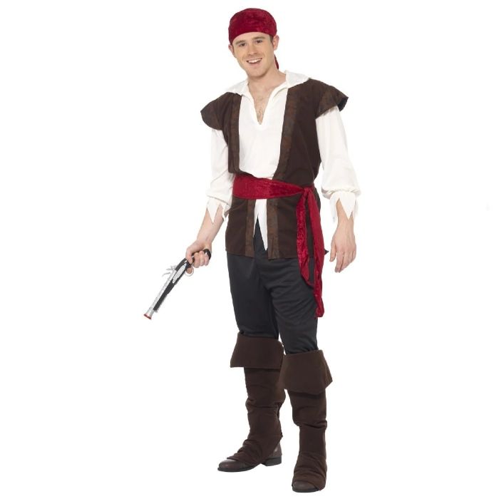 Piratenkostüm in Braun und Weiß 