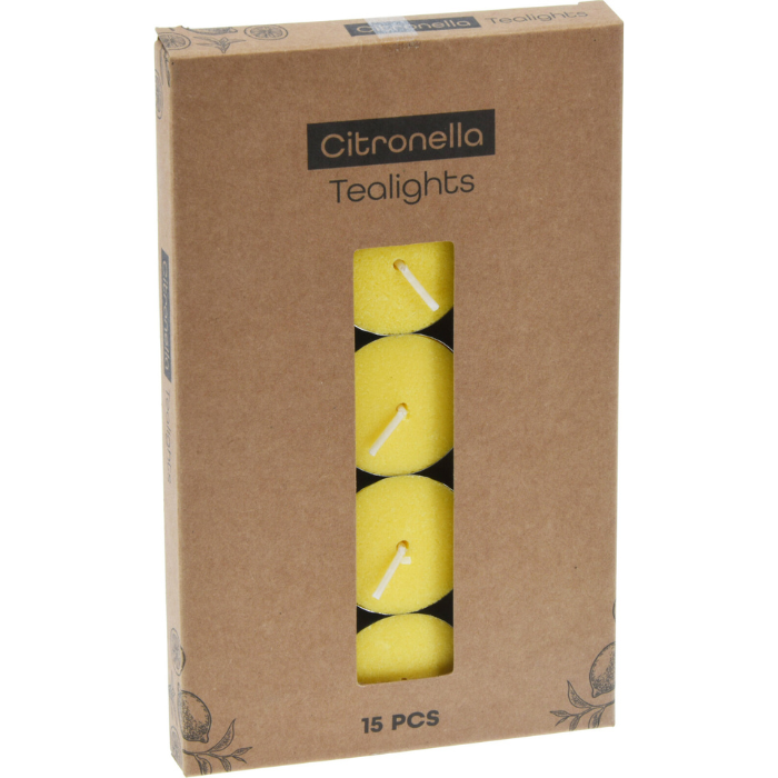 Citronella gelbe Teelichter 15x - 38x38x16 mm