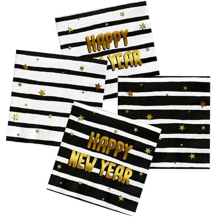 Silvester Servietten mit Sternen und Streifen 20x - 33x33 cm