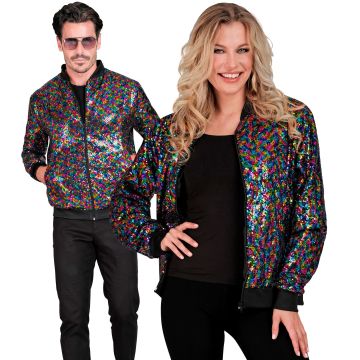 Pailletten-Bomberjacke in Regenbogenfarben