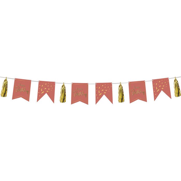 Happy Birthday Girlande Mit Fransen Golden Dusk - 4 m