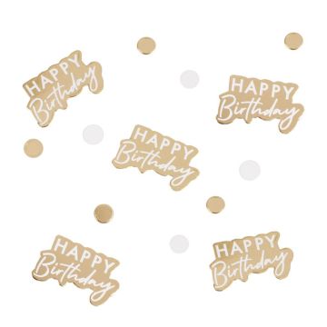 Happy Birthday Konfetti in Gold und Weiß - 13 g