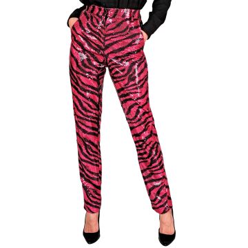 Pailletten-Hosen für Damen mit pinkem Tierdruck