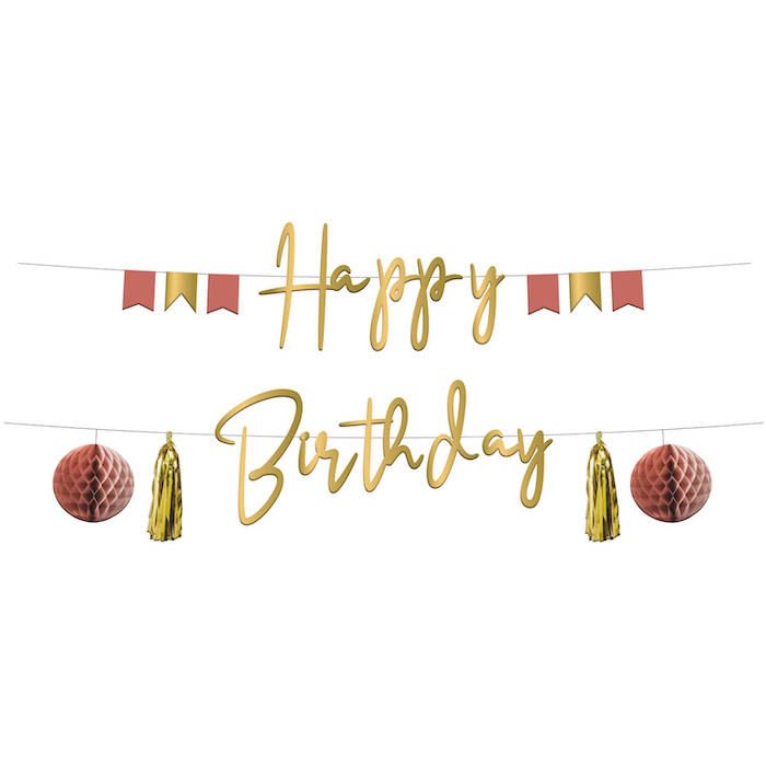 Happy Birthday Girlande Golden Dusk - 1,5 m
