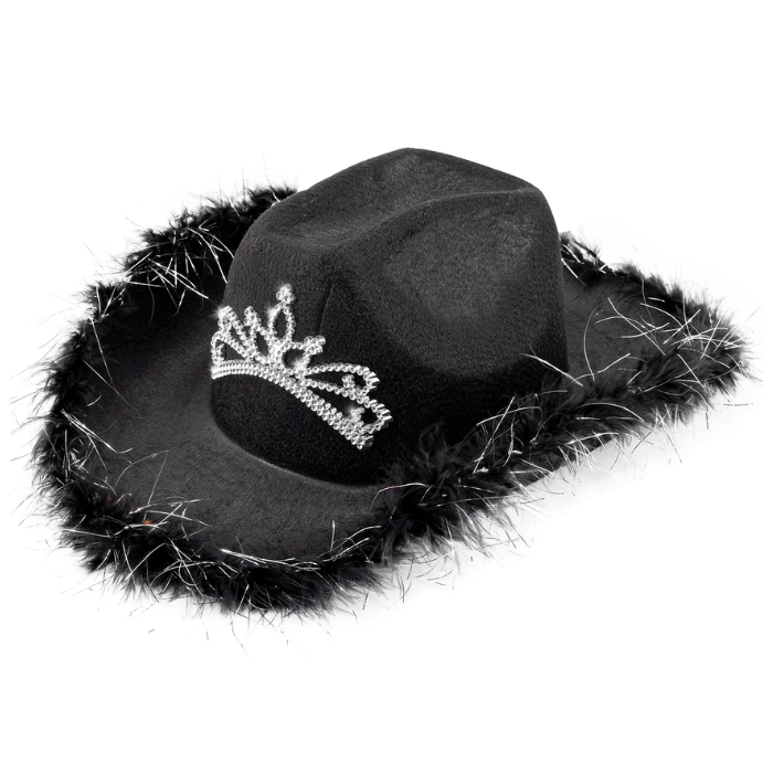 Schwarzer Cowboyhut mit Tiara