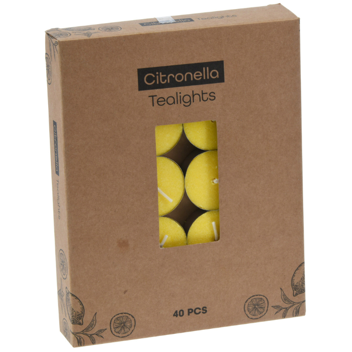 Citronella gelbe Teelichter 40x - 38x38x14 mm