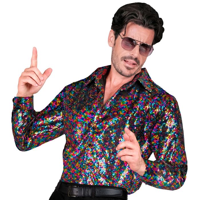 Buntes Glitzerhemd für Herren