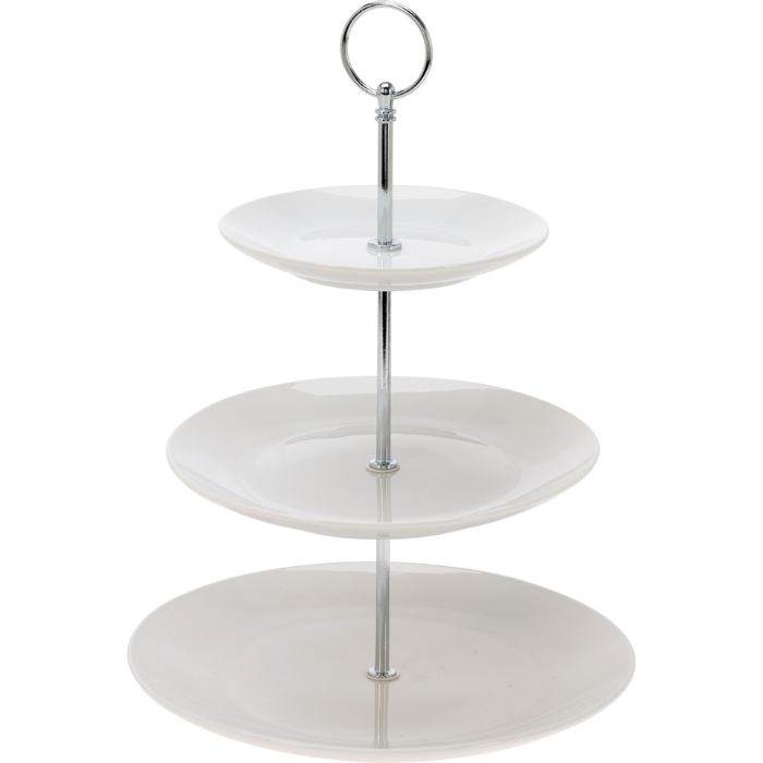 Etagere 3 Ebenen aus weißem Porzellan 25x34 cm