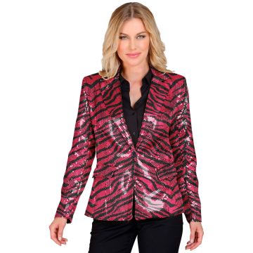 Pinke Zebra-Paillettenjacke für Damen