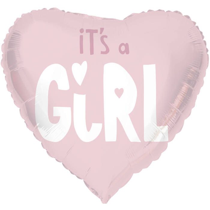 "It's A Girl" Herzförmiger Folienballon Pink - 45 cm