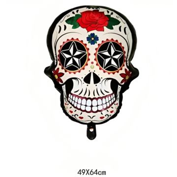 Aufblasbares Day of the Dead-Skelett mit rosenmotiv