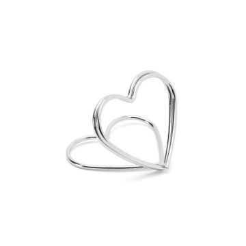 Silberne Herz-Tischkartenhalter 10 Stück - 2,5 cm