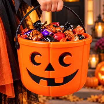 Kürbis Eimer Halloween Süßigkeitseimer 3,6 Liter - 14x18 cm