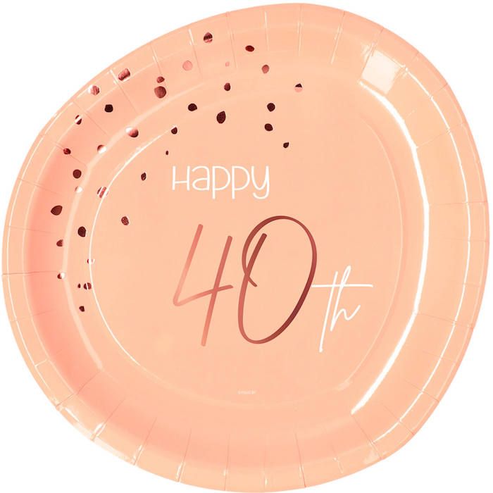 Happy 40th Pappteller Rosa 8x - 23 cm