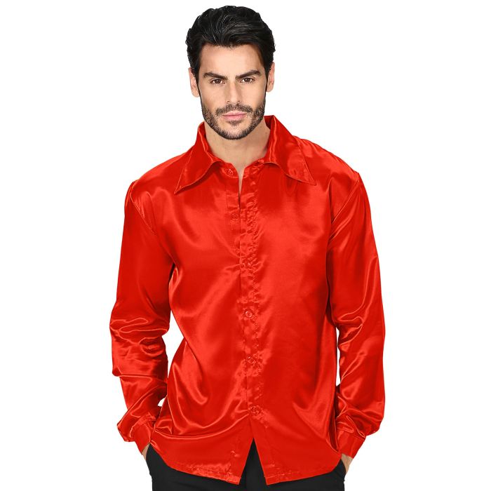 Rotes Diskohemd aus Satin für Herren