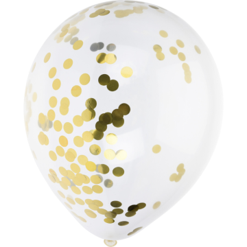 Ballon mit Gold-Konfetti 8x - 30 cm