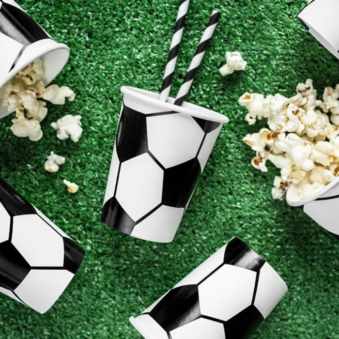 Pappbecher mit Fußballmotiv 6x - 260 ml