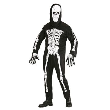 Skelettkostüm mit Ganzkörperanzug und Maske