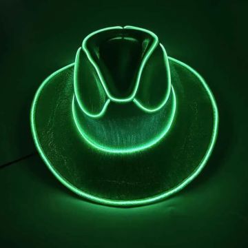 Lustiger Cowboy-Rave-Hut mit LED Grün