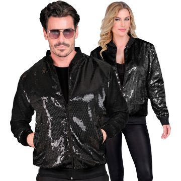 Schwarze Paillet-Bomberjacke